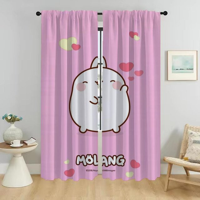 Molang Moskitonetze Halloween Dekoration als Fenstervorhang für dein Zimmer, 2 Paneele, Farbe: Pink, B: 50 cm, H: 70 cm - Bild 1
