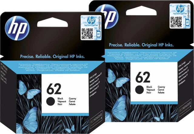 HP 62 Tintenpatronen Schwarz Doppelpack für Tintenstrahldrucker - Bild 1