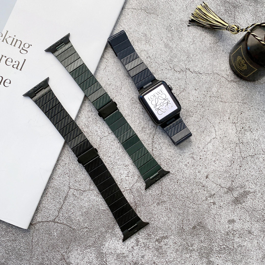 SMAEL Kohlefaserarmband für Apple Watch und iWatch in Schwarz, Blau oder Grün - Bild 7