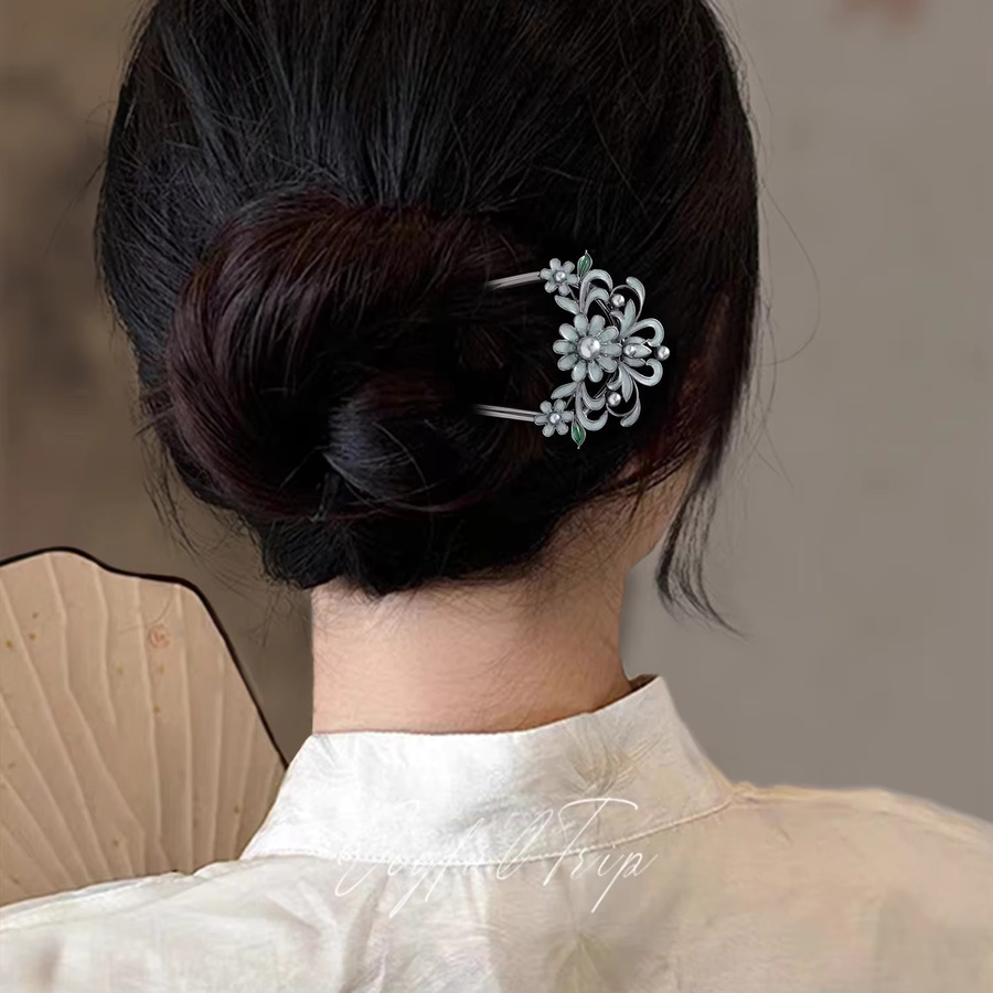 HIYAYZ Haarnadel, Perlenblumen, Grau, Damen - Bild 4