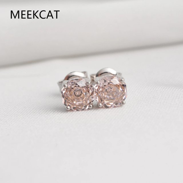 MEEKCAT Ohrstecker 925 Silber, Morganit, Zirkonia, Damen - Bild 1