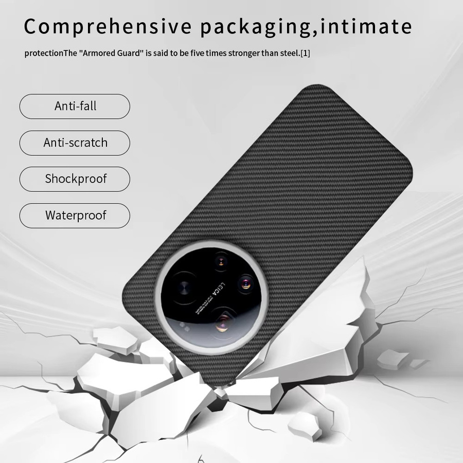 Magnetische Carbonfaser-Handyhülle aus Aramidfaser für Xiaomi 17 Ultra in Schwarz und Rot - Bild 4