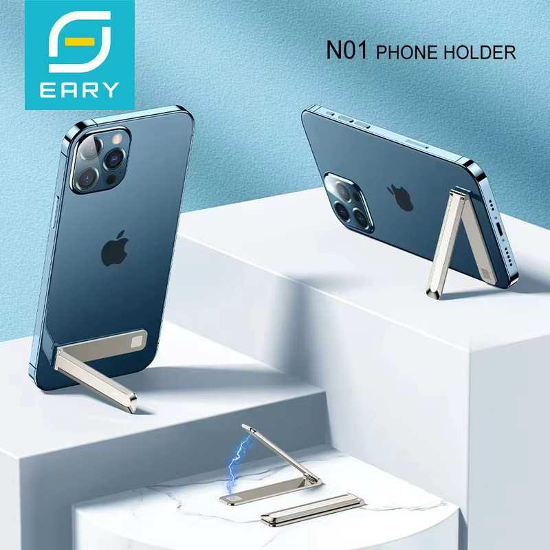 EARY Metall-Handyständer Faltbarer Tragbarer Telefonhalter in Silber und Grau für iPhone und Samsung - Bild 2