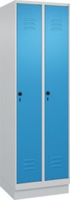 C+P Spind Classic PLUS Garderobenschrank mit Sockel, 2 Abteile, Grau/Blau, H x B x T: 195 x 60 x 50 cm - Bild 1