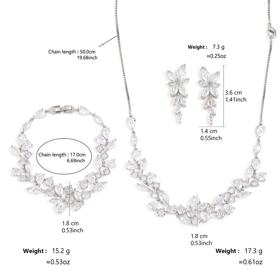 ZAKOL Schmuck-Set, Ohrringe, Armband, Halskette, Weiß, Zirkonia - Bild 4