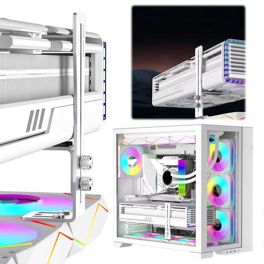 ALLOET Computer-Grafikkartenhalter aus Aluminium in Schwarz mit verstellbarer Lüfterunterstützung - Bild 4