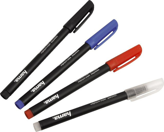 Hama CD DVD Blu-ray Marker Set mit Löschstift, permanent, feine Spitze, Mehrfarbig, 3 Stück - Bild 1