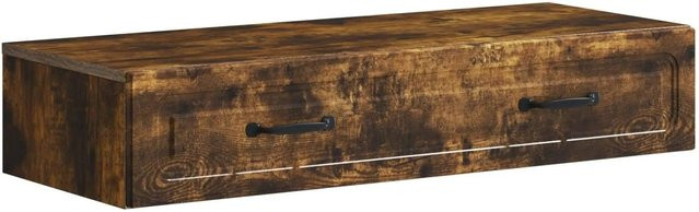 vidaXL Wandmontierter Beistelltisch aus Holzwerkstoff in Geräuchert Eiche, Braun, B/T/H: 60,0 x 34,5 x 34,5 cm - Bild 1