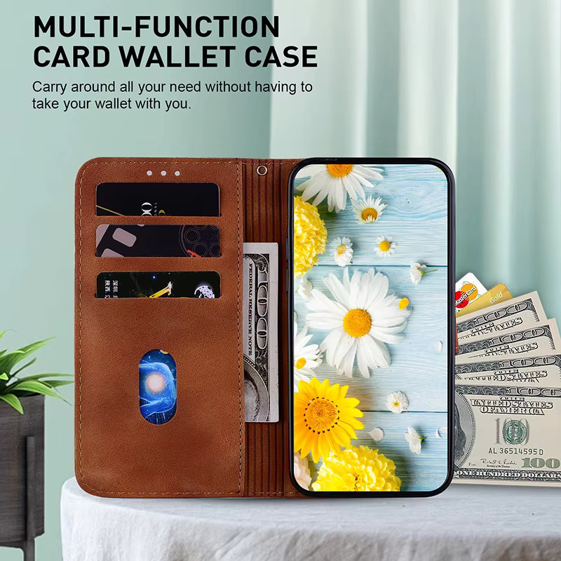Lederne Stand-Flip-Wallet-Schutzhülle für Xiaomi Redmi Note 11T 11 11S 10 9 Pro Plus 4G 5G Note 7 7S 8 8T Lite in Grün und Braun - Bild 5