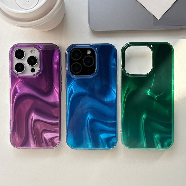 Apple Schutzhülle mit Glitzer-Satin-Webmuster für iPhone 17 16 15 14 Pro Max in Grün - Bild 1