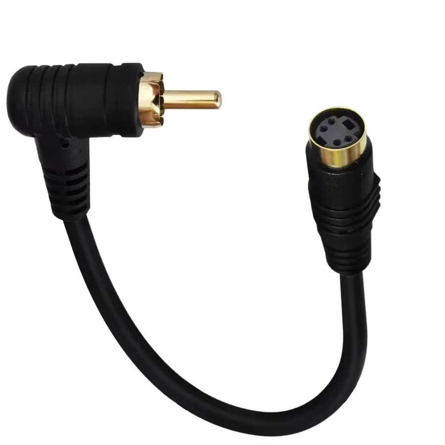 S-Video Mini DIN 4-Pin Stecker auf Buchse zu AV RCA Stecker auf Buchse Audio-Verlängerungsadapter vergoldet in Schwarz - Bild 2