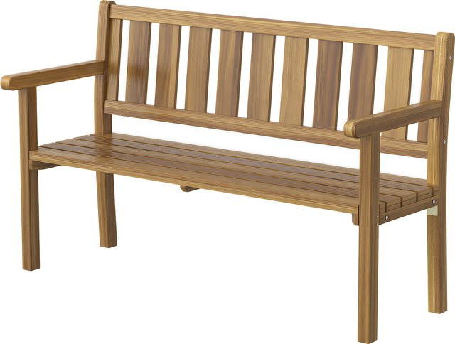 Outsunny 2-Sitzer Gartenbank aus Fichtenholz im Landhausstil, Farbe Teak, B/T/H: 150 x 57 x 93 cm - Bild 1