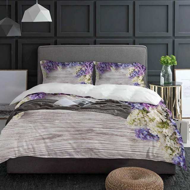 Binchi Fitness Bettwäsche-Set 3-teilig mit floralem Blumenmuster in Lila und Multicolour, Material Mikrofaser, B/H: 140 x 200 cm - Bild 1