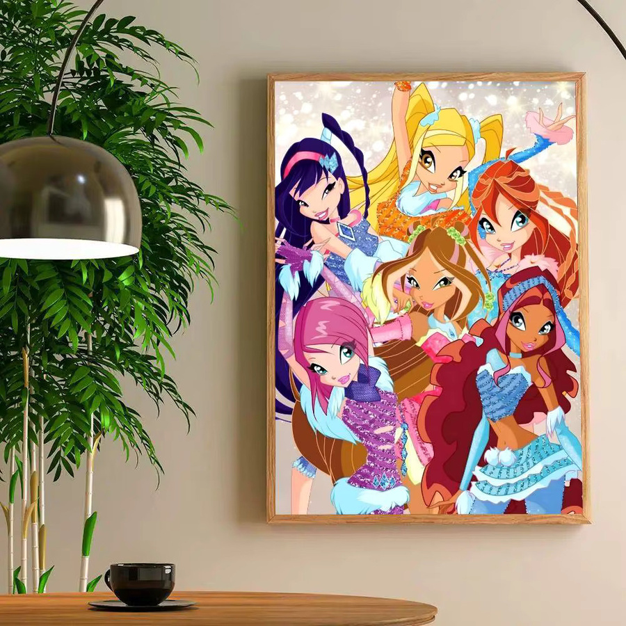 Anime W-Winxs Poster Vintage Wandkunst Dekor in Mehrfarben B/H: 15 x 15 cm - Bild 6