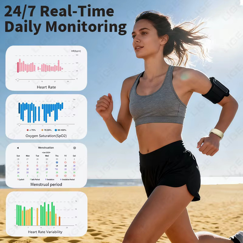 LIGE Smartwatch mit EKG und PPG Funktion, Fitness Armband für Männer und Frauen in Grau mit Gesundheitsüberwachung für Blutdruck, Körpertemperatur und Harnsäure - Bild 2