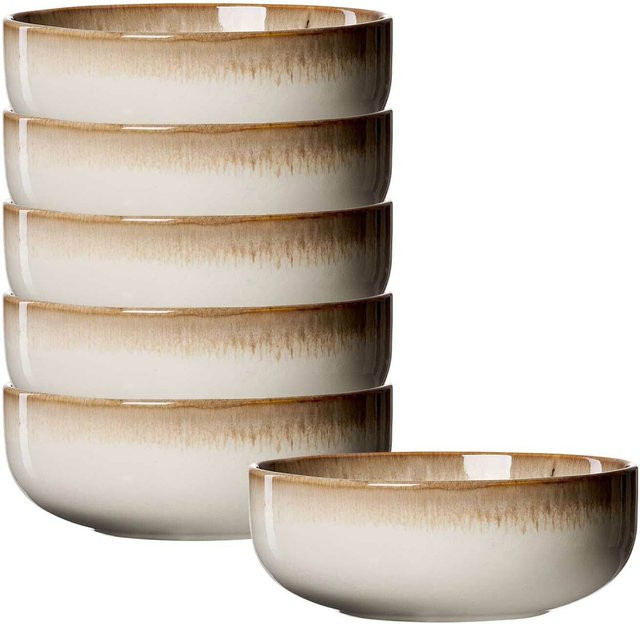 Ritzenhoff & Breker Müslischalen Malaga aus Keramik, Beige, 6er Set, Durchmesser: 15,5 cm - Bild 1