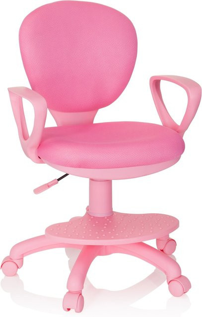 hjh OFFICE Kinderdrehstuhl KID COLOUR in Pink/Multicolour mit Armlehnen und Rollen aus Stoff - Bild 1