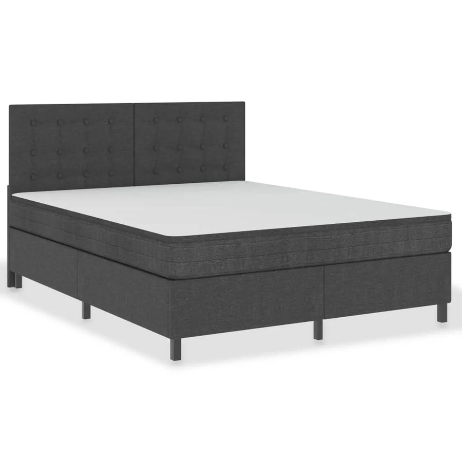 vidaXL Boxspringbett Hybrid in Dunkelgrau aus Stoff, B/T/H: 160 x 200 x 116 cm - Bild 2