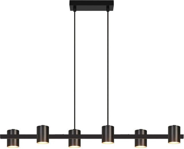 NETTLIFE 6-flammige Pendelleuchte im Industrie-Design, Schwarz und Gold/Messing, GU10, höhenverstellbar - Bild 1