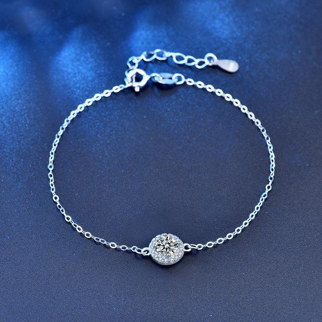 Armband 925 Sterling Silber, Moissanite, blau, Damen - Bild 1