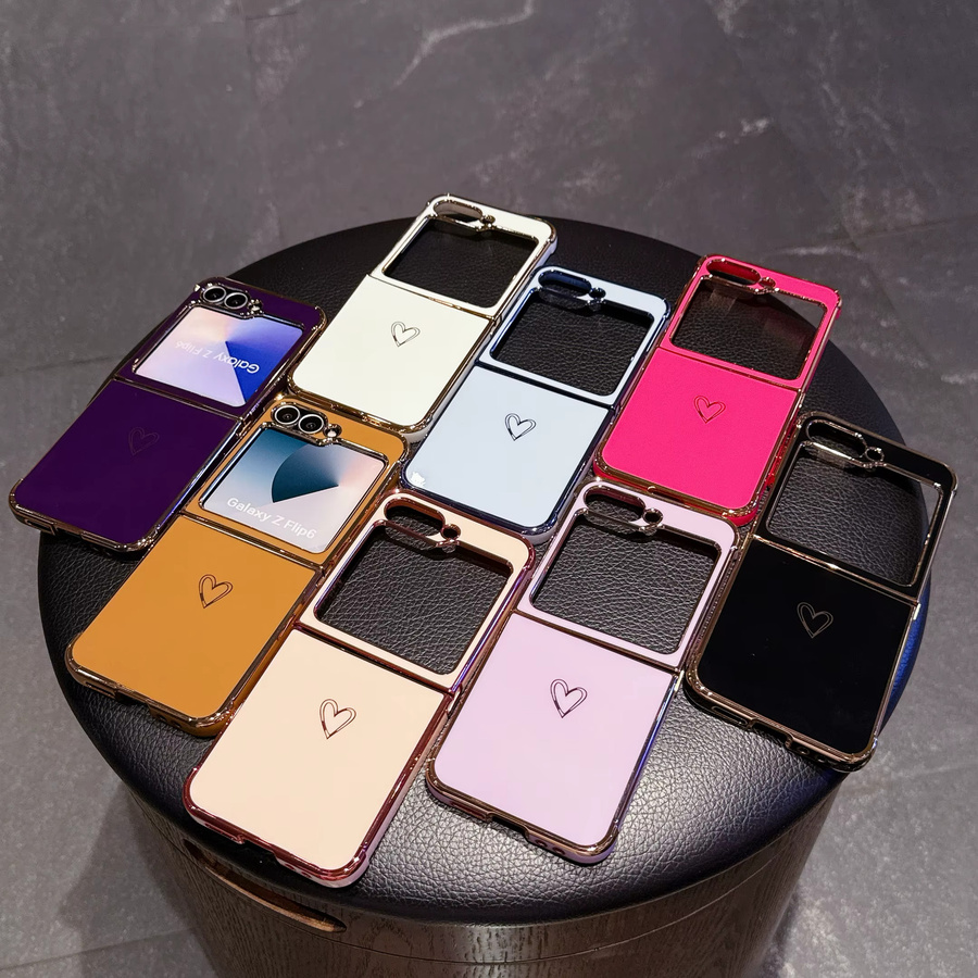 Samsung Galaxy Z Flip7FE/6/5 Silikonhülle mit Herz-Design und Airbag-Stoßfänger in Purple - Bild 3