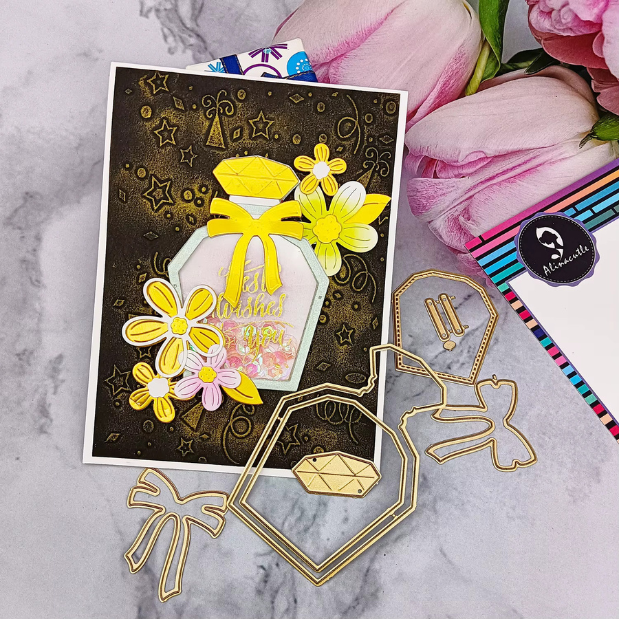 Alinacutle Metallstanzform Parfümflasche in Silber für Scrapbooking, Bastelarbeiten und DIY-Grußkarten - Bild 4