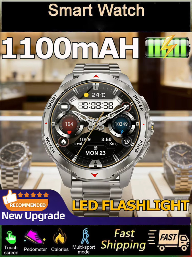 LIGE Smartwatch, Herren, Edelstahl, Schwarz, 3 ATM - Bild 7