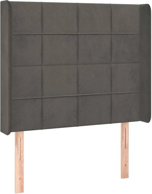 vidaXL LED Kopfteil aus Samt in Dunkelgrau mit USB-Ladeport und integrierter Beleuchtung B/T/H: 83 x 16 x 118/128 cm - Bild 1