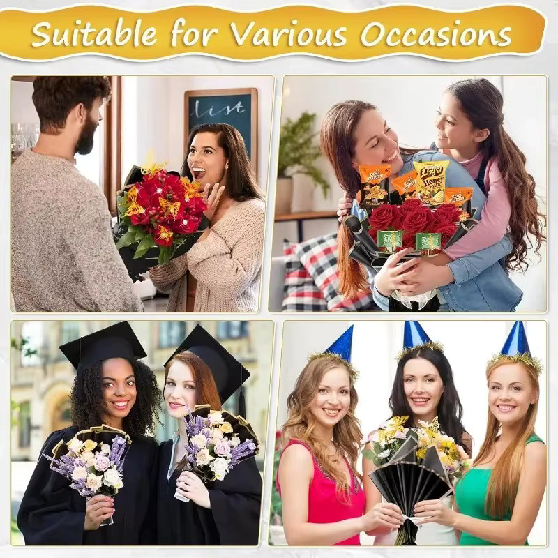133 Stück professionelles wasserfestes Blumen-Geschenkpapier in Pink und Schwarz für Blumensträuße, Hochzeiten und Geburtstage - Bild 3