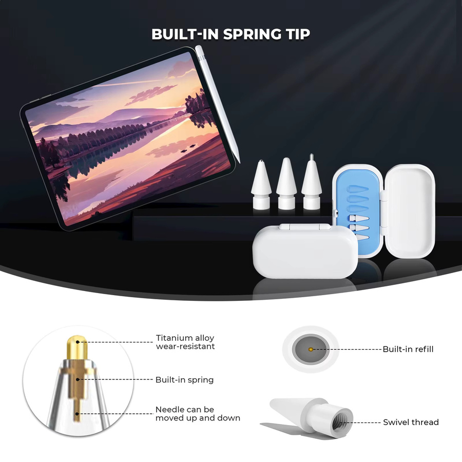 4/6 Stück Ersatz-Stiftspitzen für Apple Pencil 1, 2, 3 Generation und Apple Pencil Pro, weiche 2B Spitzen in Weiß für iPad Pro - Bild 2