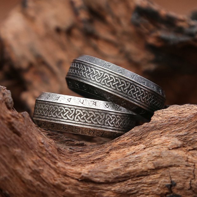 Viking Rune Ring, Edelstahl, Vintage, Unisex - Bild 1