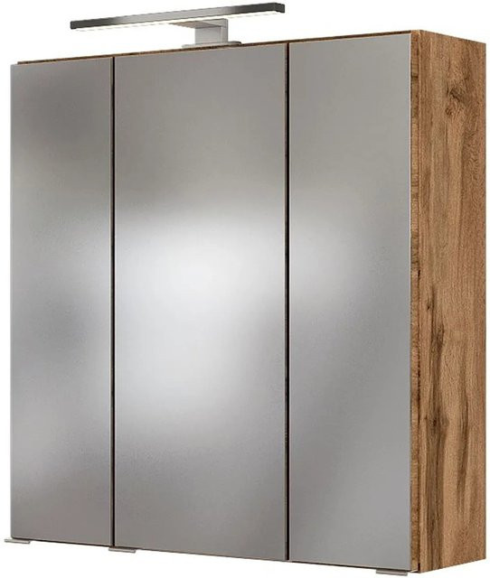 Spiegelschrank Bari von Held Möbel in Wotaneiche mit 3D-Effekt, Breite: 60 cm, Höhe: 64 cm, Tiefe: 20 cm - Bild 1