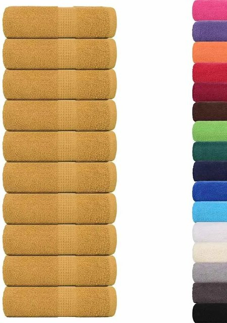 10er Set vidaXL Gästetücher aus 100% Baumwolle in Gold, B/H: 30 x 50 cm, 360 g/m² - Bild 1