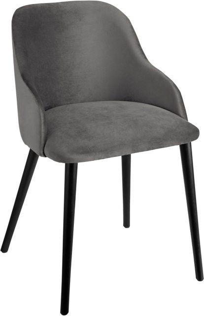 VEGA Polsterstuhl Almonda aus Samt in Grau mit schwarzem Gestell, B/T/H: 54 x 64 x 77,5 cm - Bild 1