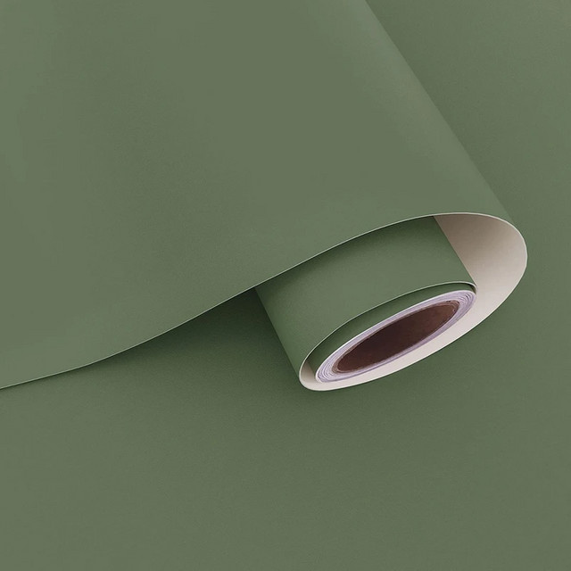 Selbstklebende Wandverkleidung von Wokhome in Dunkelgrün, matte und minimalistische Tapete für Wohnzimmer und Schlafzimmer - Bild 1