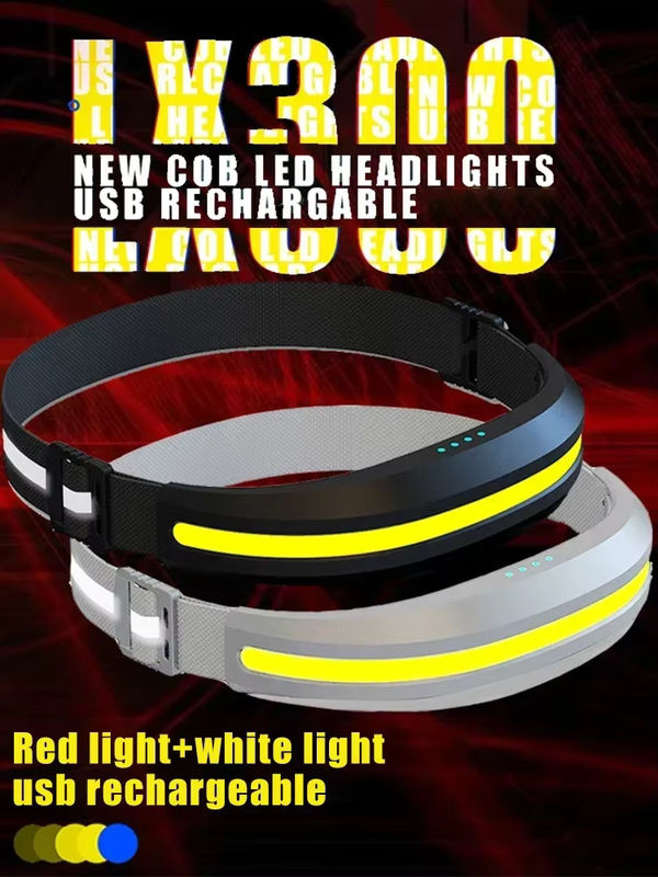 KDULIT COB-Stirnlampe mit LED, wiederaufladbar, Rot- und Weißlicht, Schwarz - Bild 7