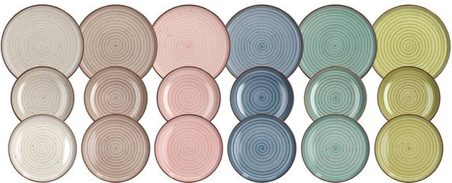 TOGNANA Tafelservice Urban Pastel aus Keramik, 18-teilig, bunt, mikrowellen- und spülmaschinenfest - Bild 1