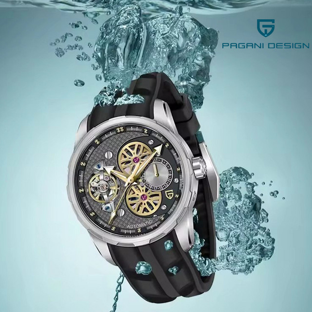 Pagani Design Armbanduhr, Automatik, Edelstahl, Blau, Herren - Bild 1
