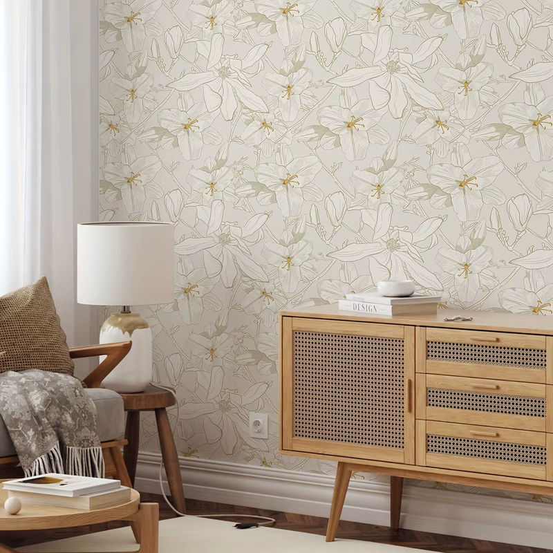 Selbstklebende Tapete mit großem Blumenmuster in warmen Farben, wasserdichte Wandgestaltung für dein Schlafzimmer - Bild 3