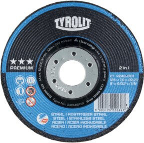 Tyrolit Premium Schruppschleifscheibe 2 in 1 für Metall und Universal, Blau, Durchmesser: 230 mm, Breite: 23 mm - Bild 1