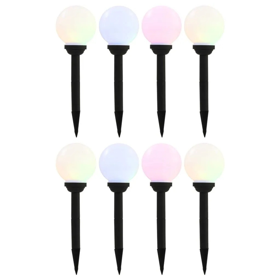 vidaXL LED Solar-Außenleuchten im 8er Set, RGB Kugelform in Weiß und Multicolour, Durchmesser: 15 cm - Bild 2