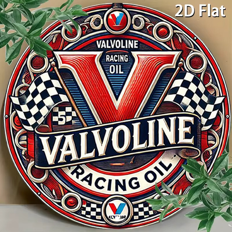 Valvoline Racing Oil Metall-Blechschild mit karierter Flagge und rotem V-Logo in Rot und Multicolour, Durchmesser: 20 cm - Bild 5