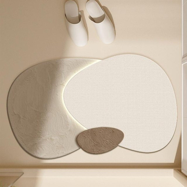 Saugfähige Badezimmermatte aus Diatomeenerde in Beige, rutschfeste und antibakterielle Fußmatte für Bad, Toilette oder Küche, B/T: 120 x 80 cm - Bild 1