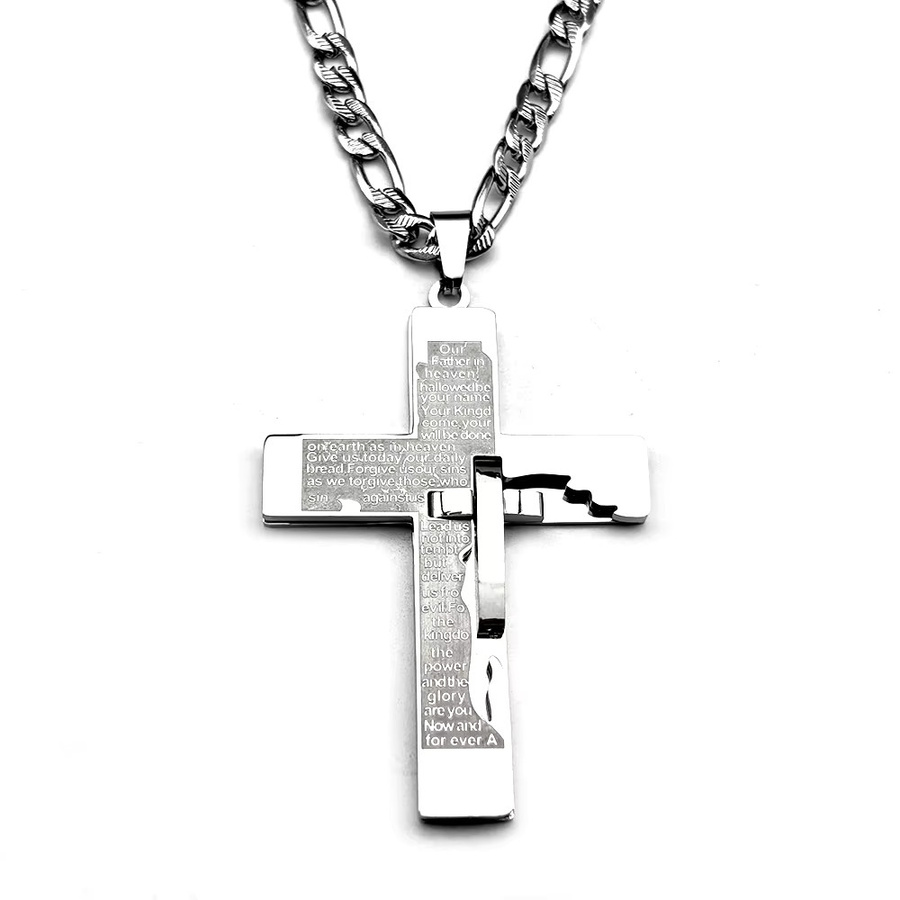 JYTF Halskette Bibel Kreuz Anhänger, Edelstahl, Gold, Unisex, Punk - Bild 3