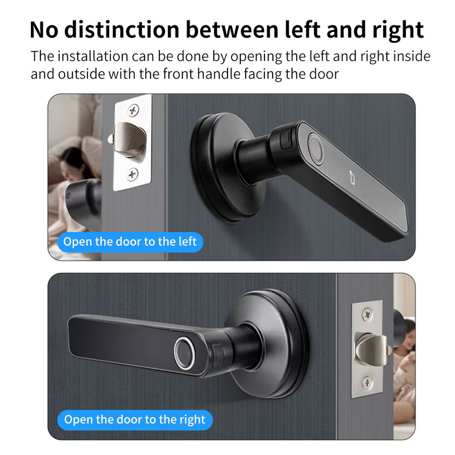 Tuya Bluetooth Smart Türschloss in Schwarz mit Fingerabdruck, Passwort und digitalem Schlossgriff sowie optionalem WLAN-Gateway - Bild 4