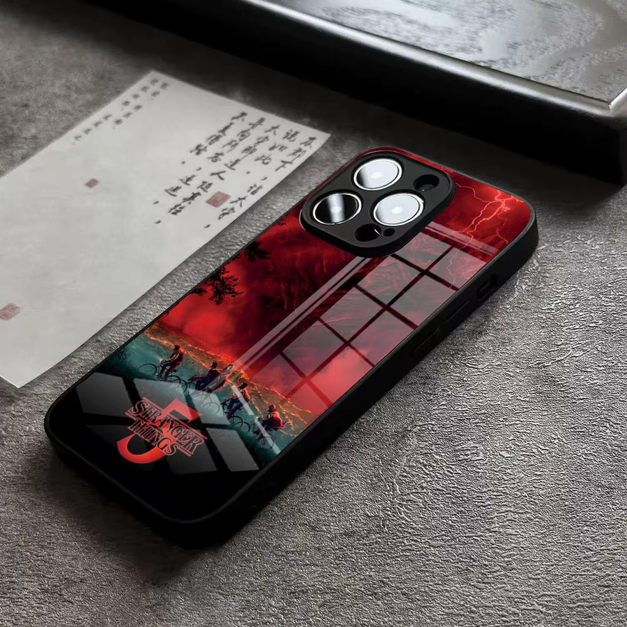 Potdemiel Handyhülle mit Seltsamen Monstern für iPhone 17 16 15 14 13 12 Pro Max XR Multicolor mit Glas-Silikon-Rahmen - Bild 2