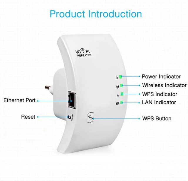 ChiliDay998 Drahtloser WLAN-Repeater mit 300 Mbit/s, Single-Band WLAN-Extender und Zugangspunkt in Weiß - Bild 1