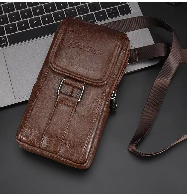 Wasserdichte Outdoor Umhängetasche aus PU-Leder für Doogee V Max, S300 Plus, S200 X und V40 als vertikales Holster mit Doppeltasche - Bild 4