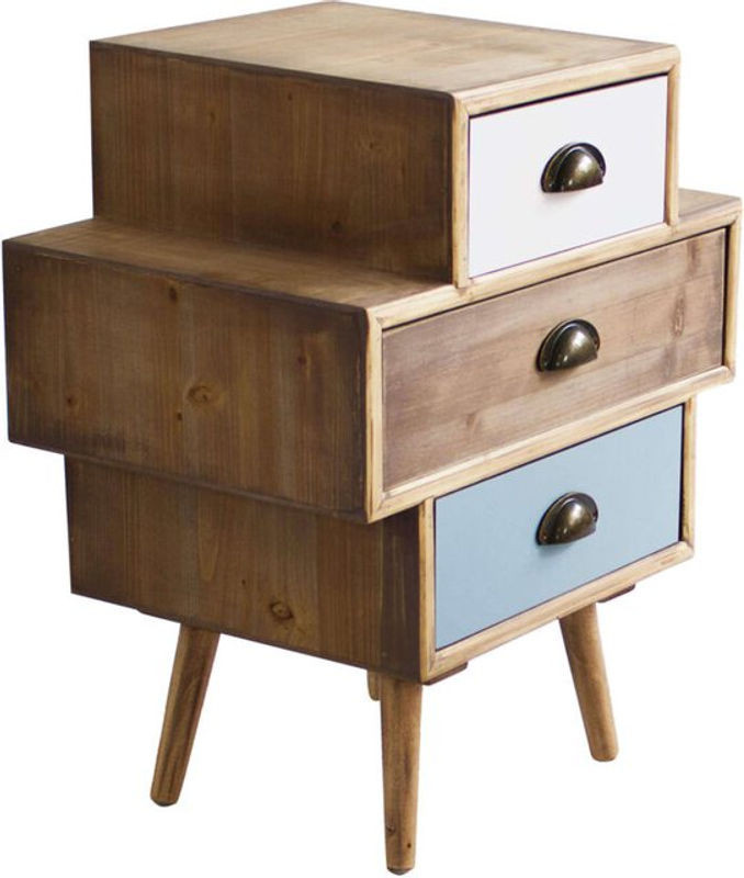 Homseness Holzkiste Vittoria mit 3 farbigen Schubladen in Multicolor, Landhaus-Stil, B/T/H: 50 x 35 x 49,5 cm - Bild 1