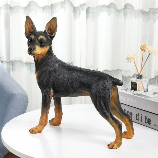 Dobermann Tiermodell Skulptur von Yiran Furniture als dekoratives Hundeornament aus Harz in Schwarz, Höhe: 33,5 cm, Breite: 16,5 cm, Tiefe: 16,5 cm - Bild 1